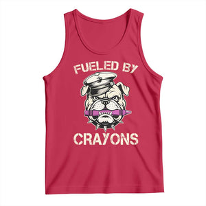 Fueled by Crayons Bulldog Tank Top Funny Military Crayon Eater Gift for Veterans TS02 Red Print Your Wear