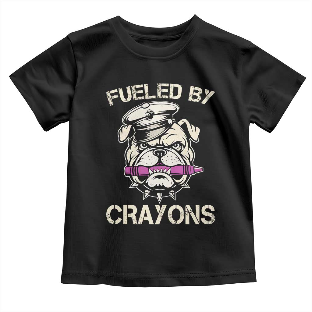 Fueled by Crayons Bulldog Toddler T Shirt Funny Military Crayon Eater Gift for Veterans TS02 Black Print Your Wear