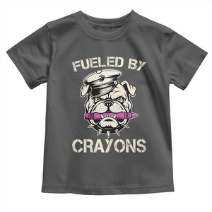 Fueled by Crayons Bulldog Toddler T Shirt Funny Military Crayon Eater Gift for Veterans TS02 Dark Heather Print Your Wear