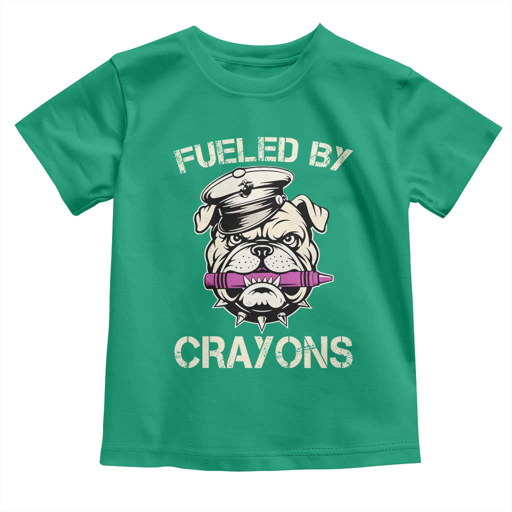 Fueled by Crayons Bulldog Toddler T Shirt Funny Military Crayon Eater Gift for Veterans TS02 Irish Green Print Your Wear