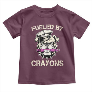 Fueled by Crayons Bulldog Toddler T Shirt Funny Military Crayon Eater Gift for Veterans TS02 Maroon Print Your Wear