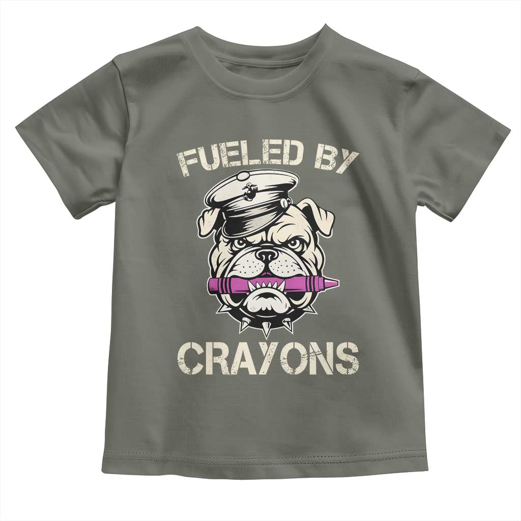 Fueled by Crayons Bulldog Toddler T Shirt Funny Military Crayon Eater Gift for Veterans TS02 Military Green Print Your Wear