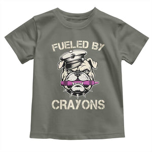 Fueled by Crayons Bulldog Toddler T Shirt Funny Military Crayon Eater Gift for Veterans TS02 Military Green Print Your Wear
