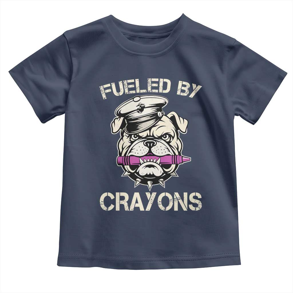 Fueled by Crayons Bulldog Toddler T Shirt Funny Military Crayon Eater Gift for Veterans TS02 Navy Print Your Wear