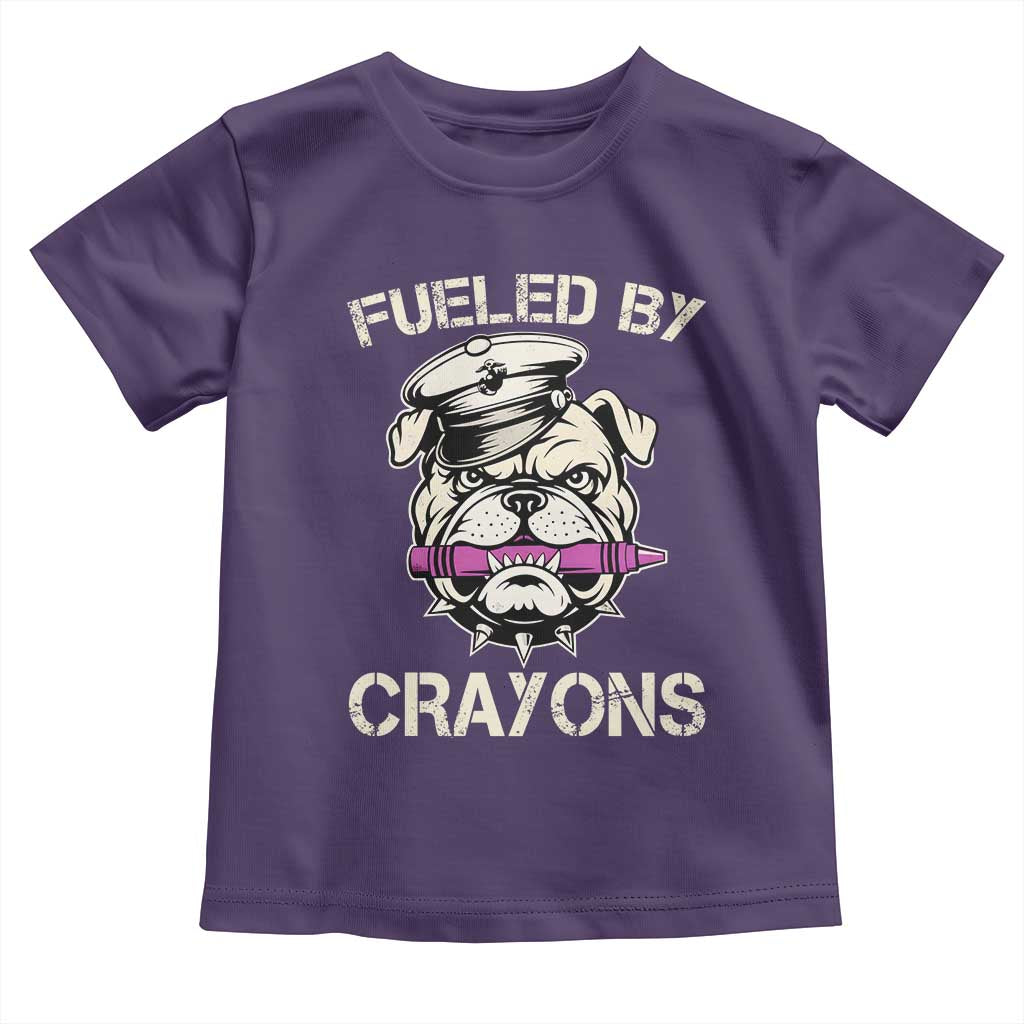 Fueled by Crayons Bulldog Toddler T Shirt Funny Military Crayon Eater Gift for Veterans TS02 Purple Print Your Wear