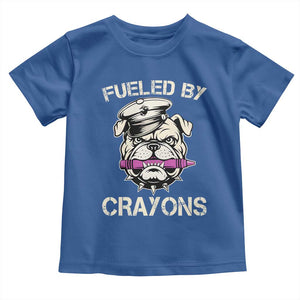 Fueled by Crayons Bulldog Toddler T Shirt Funny Military Crayon Eater Gift for Veterans TS02 Royal Blue Print Your Wear