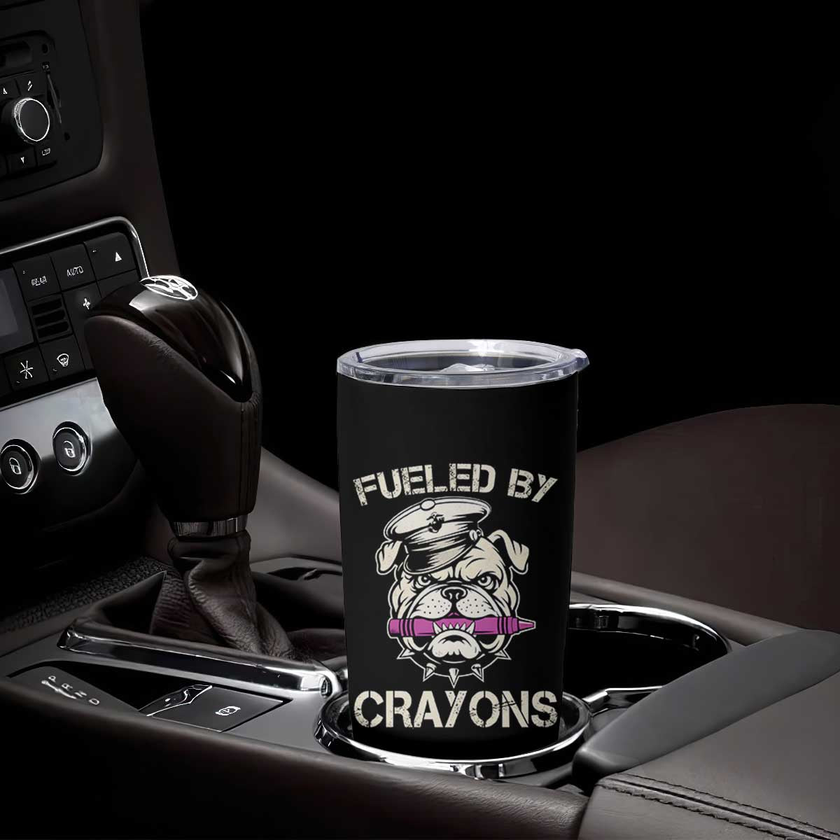 Fueled by Crayons Bulldog Tumbler Cup Funny Military Crayon Eater Gift for Veterans TS02 Print Your Wear
