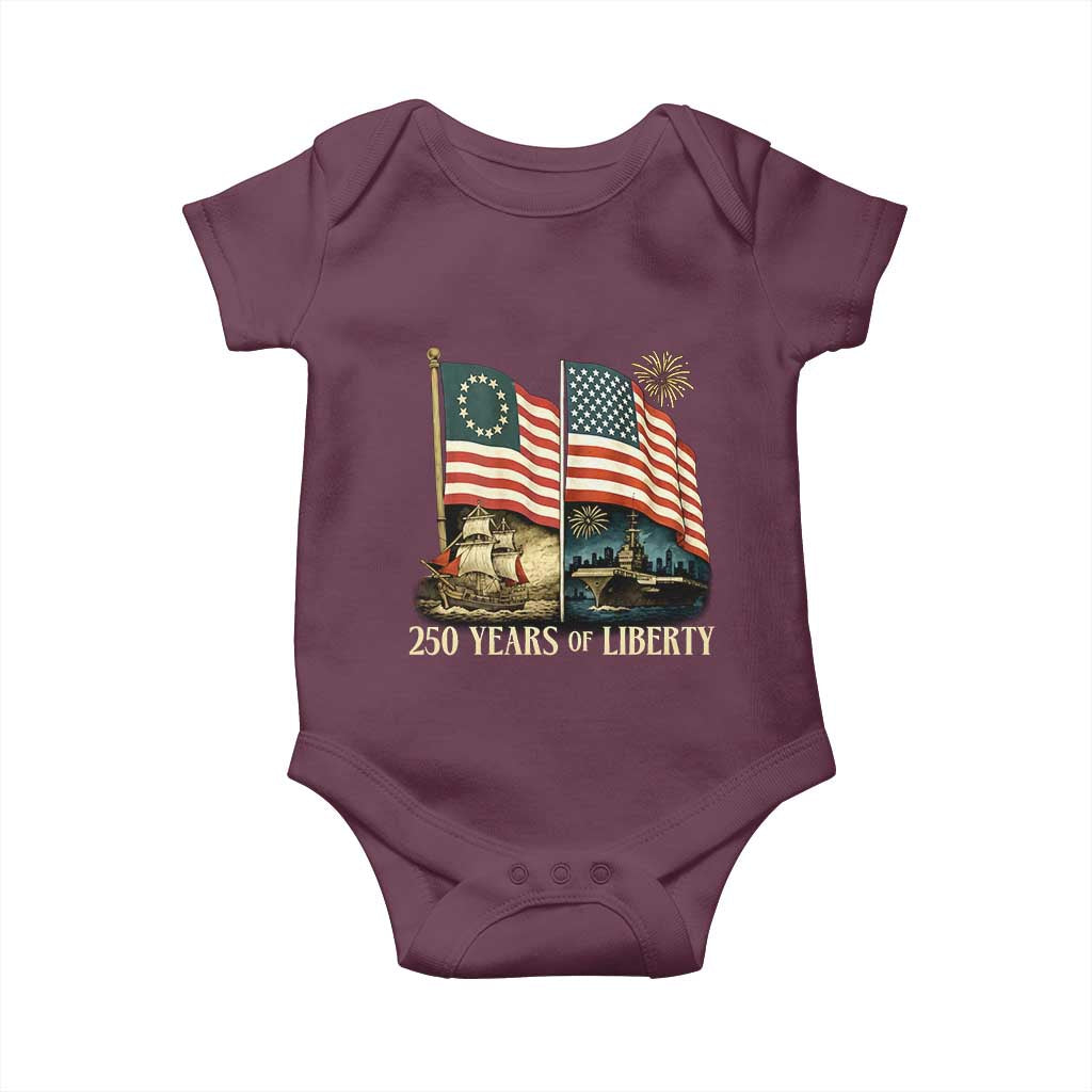 250 Years of Liberty Baby Onesie US 250th Anniversary Semiquincentennial 2026 Patriotic TS02 Maroon Print Your Wear