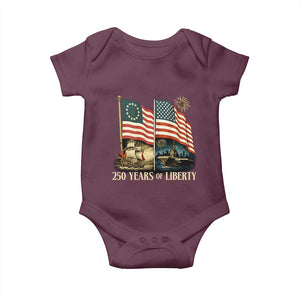 250 Years of Liberty Baby Onesie US 250th Anniversary Semiquincentennial 2026 Patriotic TS02 Maroon Print Your Wear