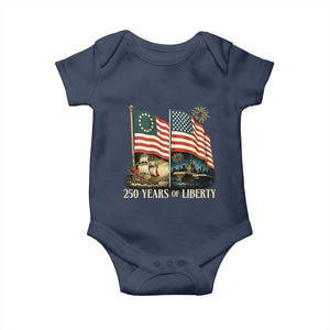 250 Years of Liberty Baby Onesie US 250th Anniversary Semiquincentennial 2026 Patriotic TS02 Navy Print Your Wear