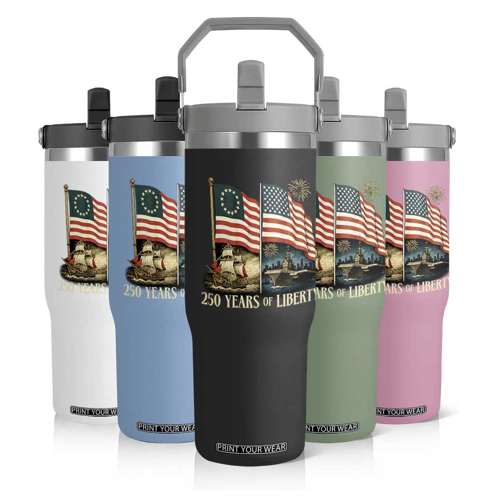 250 Years of Liberty Flip Straw Tumbler US 250th Anniversary Semiquincentennial 2026 Patriotic TS02 Print Your Wear