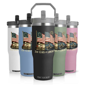 250 Years of Liberty Flip Straw Tumbler US 250th Anniversary Semiquincentennial 2026 Patriotic TS02 Print Your Wear