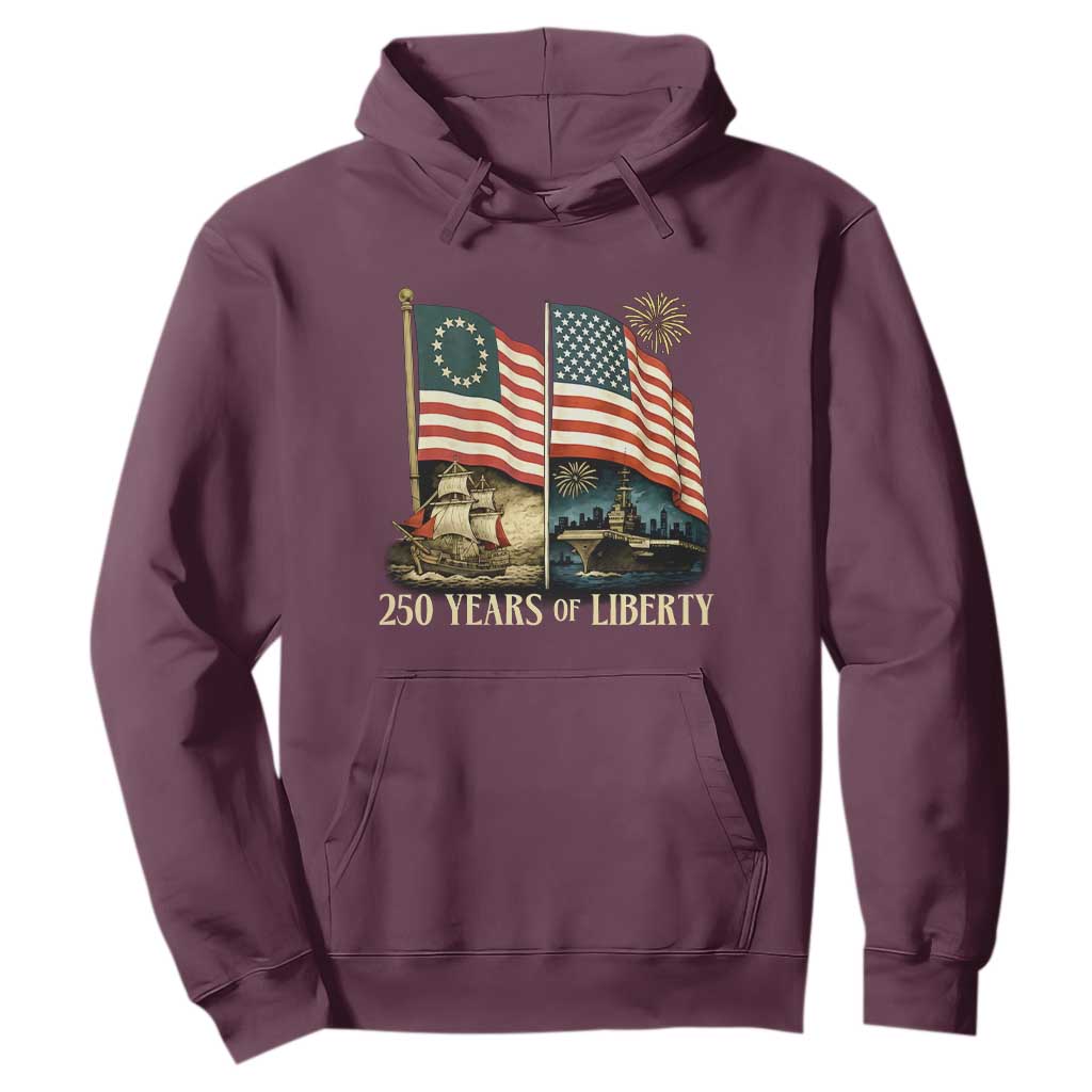 250 Years of Liberty Hoodie US 250th Anniversary Semiquincentennial 2026 Patriotic TS02 Maroon Print Your Wear