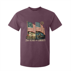 250 Years of Liberty T Shirt For Kid US 250th Anniversary Semiquincentennial 2026 Patriotic TS02 Maroon Print Your Wear
