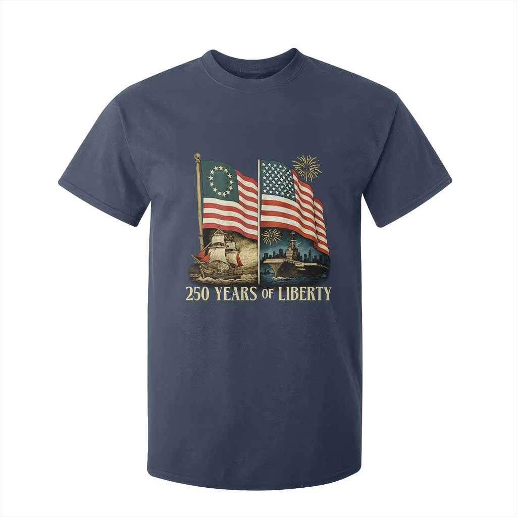 250 Years of Liberty T Shirt For Kid US 250th Anniversary Semiquincentennial 2026 Patriotic TS02 Navy Print Your Wear