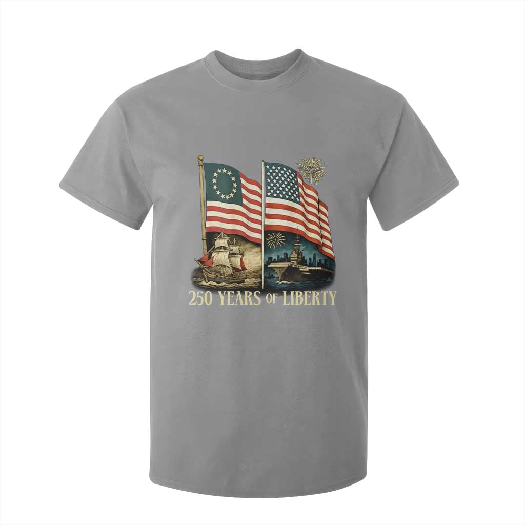 250 Years of Liberty T Shirt For Kid US 250th Anniversary Semiquincentennial 2026 Patriotic TS02 Sport Gray Print Your Wear