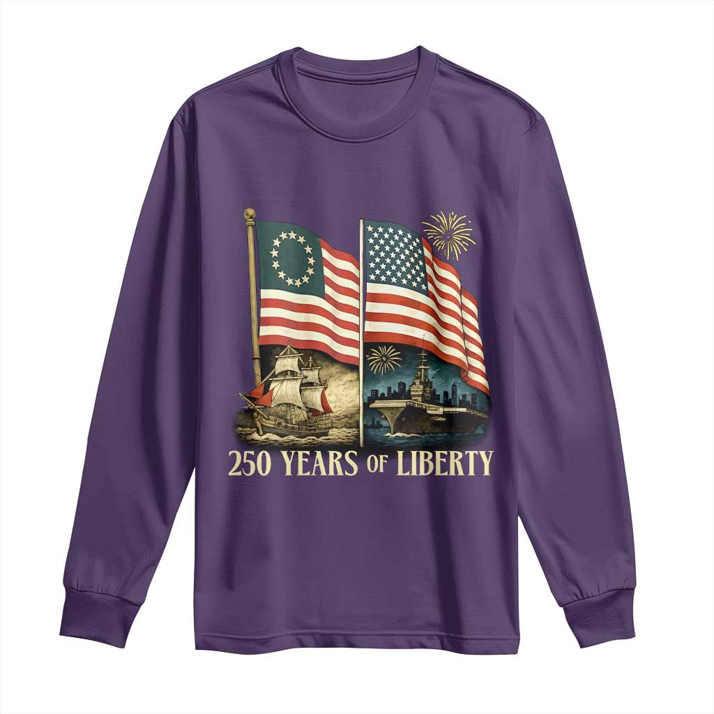 250 Years of Liberty Long Sleeve Shirt US 250th Anniversary Semiquincentennial 2026 Patriotic TS02 Purple Print Your Wear