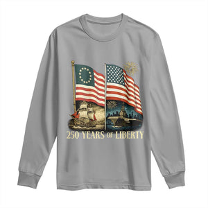 250 Years of Liberty Long Sleeve Shirt US 250th Anniversary Semiquincentennial 2026 Patriotic TS02 Sport Gray Print Your Wear