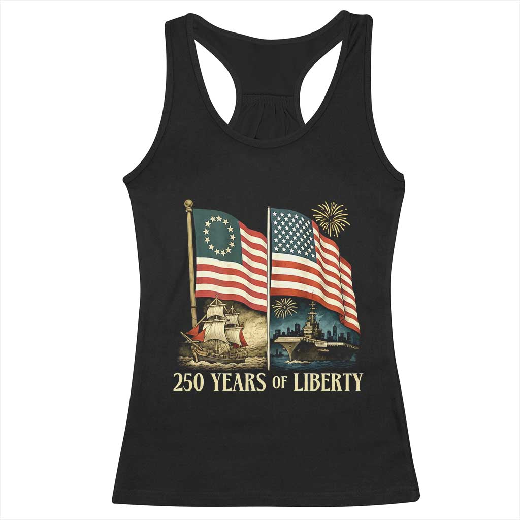 250 Years of Liberty Racerback Tank Top US 250th Anniversary Semiquincentennial 2026 Patriotic TS02 Black Print Your Wear