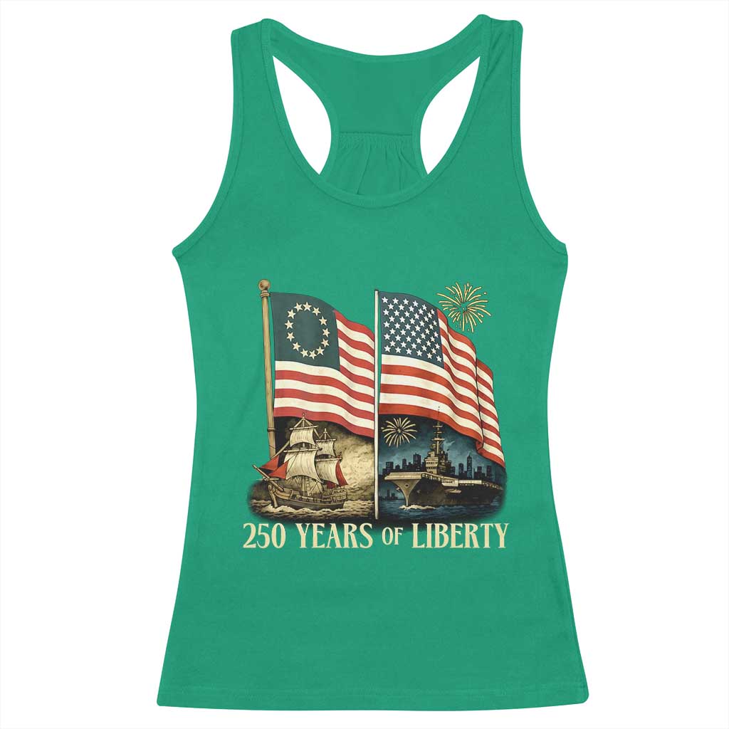 250 Years of Liberty Racerback Tank Top US 250th Anniversary Semiquincentennial 2026 Patriotic TS02 Irish Green Print Your Wear