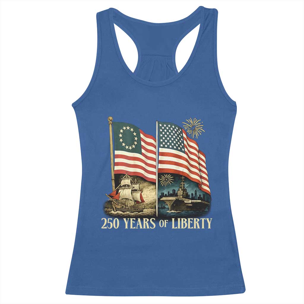 250 Years of Liberty Racerback Tank Top US 250th Anniversary Semiquincentennial 2026 Patriotic TS02 Royal Blue Print Your Wear
