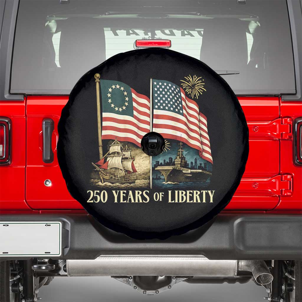 250 Years of Liberty Spare Tire Cover US 250th Anniversary Semiquincentennial 2026 Patriotic TS02 Black Print Your Wear