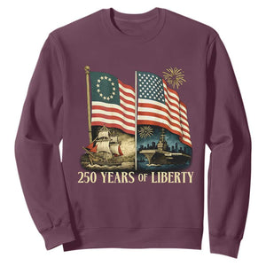 250 Years of Liberty Sweatshirt US 250th Anniversary Semiquincentennial 2026 Patriotic TS02 Maroon Print Your Wear