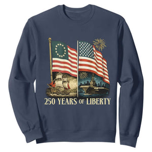 250 Years of Liberty Sweatshirt US 250th Anniversary Semiquincentennial 2026 Patriotic TS02 Navy Print Your Wear