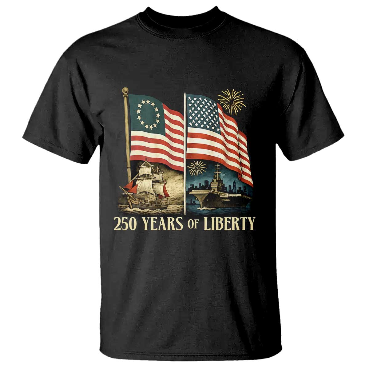 250 Years of Liberty T Shirt US 250th Anniversary Semiquincentennial 2026 Patriotic TS02 Black Print Your Wear
