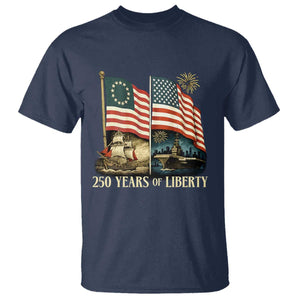 250 Years of Liberty T Shirt US 250th Anniversary Semiquincentennial 2026 Patriotic TS02 Navy Print Your Wear