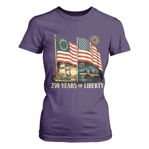 250 Years of Liberty T Shirt For Women US 250th Anniversary Semiquincentennial 2026 Patriotic TS02 Purple Print Your Wear