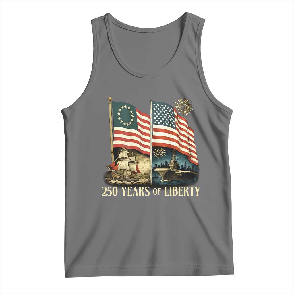 250 Years of Liberty Tank Top US 250th Anniversary Semiquincentennial 2026 Patriotic TS02 Black Heather Print Your Wear