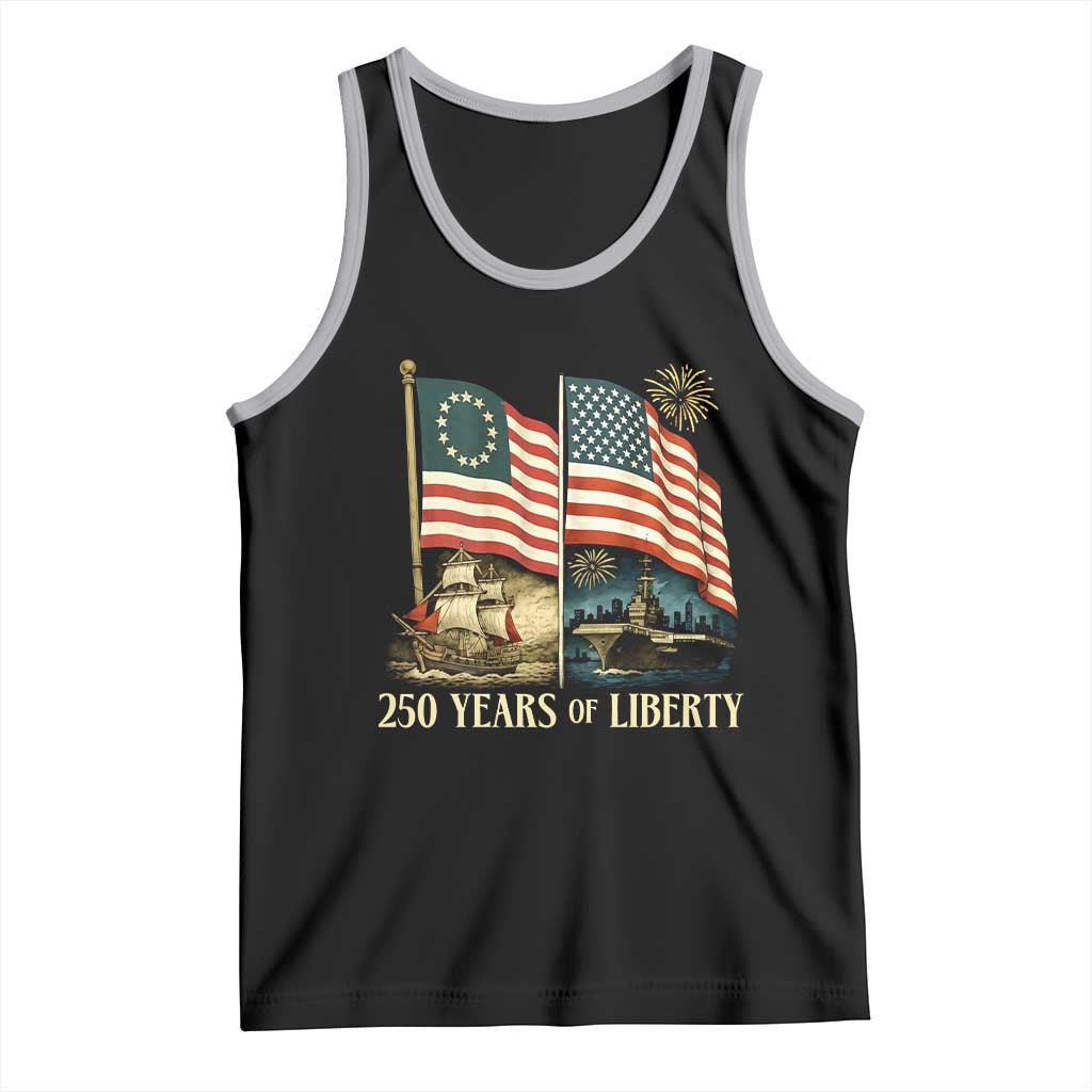 250 Years of Liberty Tank Top US 250th Anniversary Semiquincentennial 2026 Patriotic TS02 Black Athletic Heather Print Your Wear
