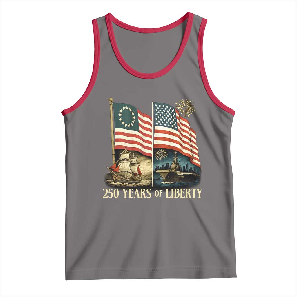 250 Years of Liberty Tank Top US 250th Anniversary Semiquincentennial 2026 Patriotic TS02 Deep Heather Red Print Your Wear