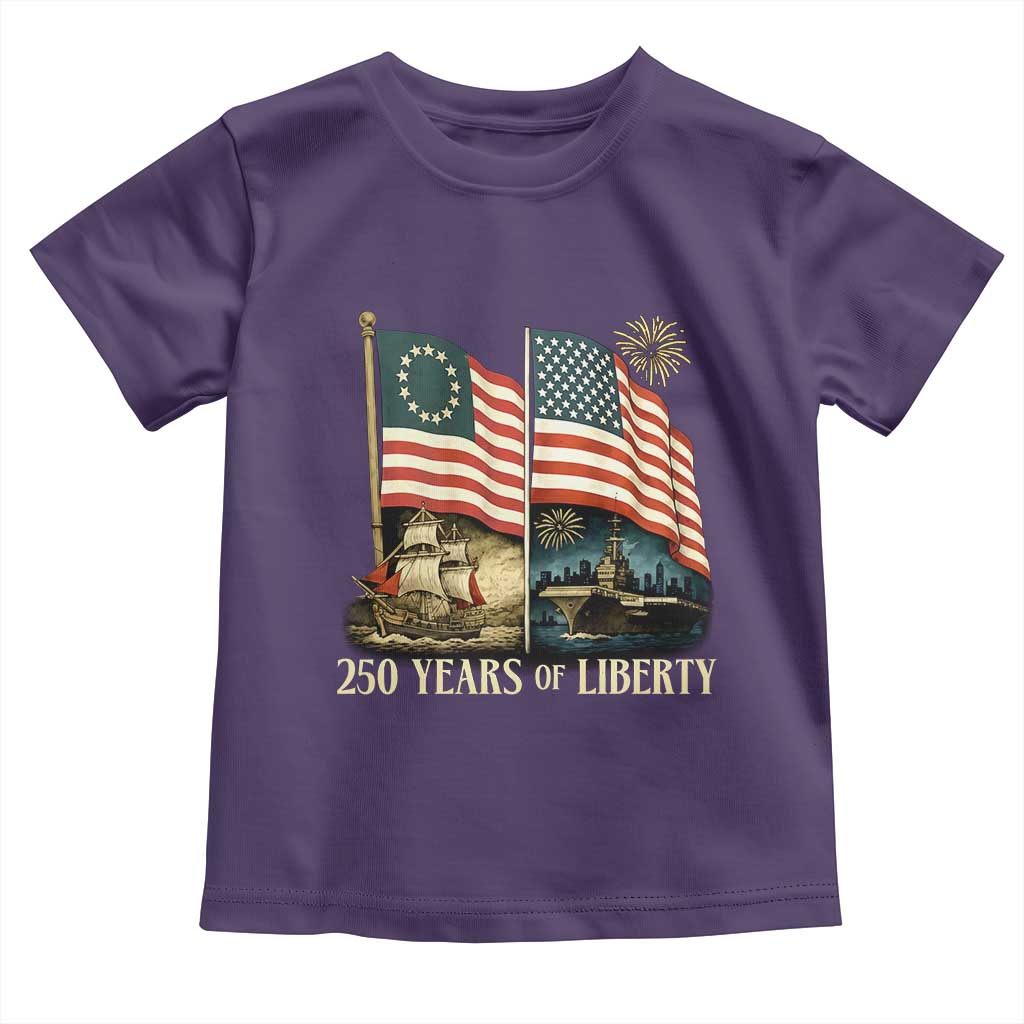 250 Years of Liberty Toddler T Shirt US 250th Anniversary Semiquincentennial 2026 Patriotic TS02 Purple Print Your Wear