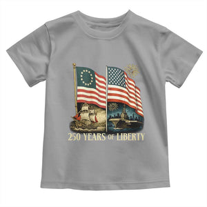 250 Years of Liberty Toddler T Shirt US 250th Anniversary Semiquincentennial 2026 Patriotic TS02 Sport Gray Print Your Wear