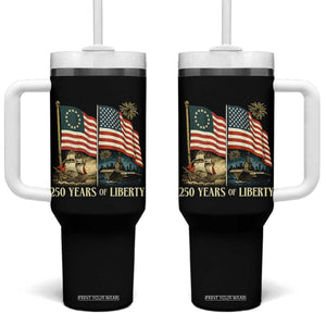 250 Years of Liberty Tumbler With Handle US 250th Anniversary Semiquincentennial 2026 Patriotic TS02 One Size: 40 oz Black Print Your Wear