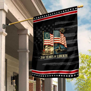 250 Years of Liberty Garden Flag US 250th Anniversary Semiquincentennial 2026 Patriotic TS02 Distressed Black Red Print Your Wear