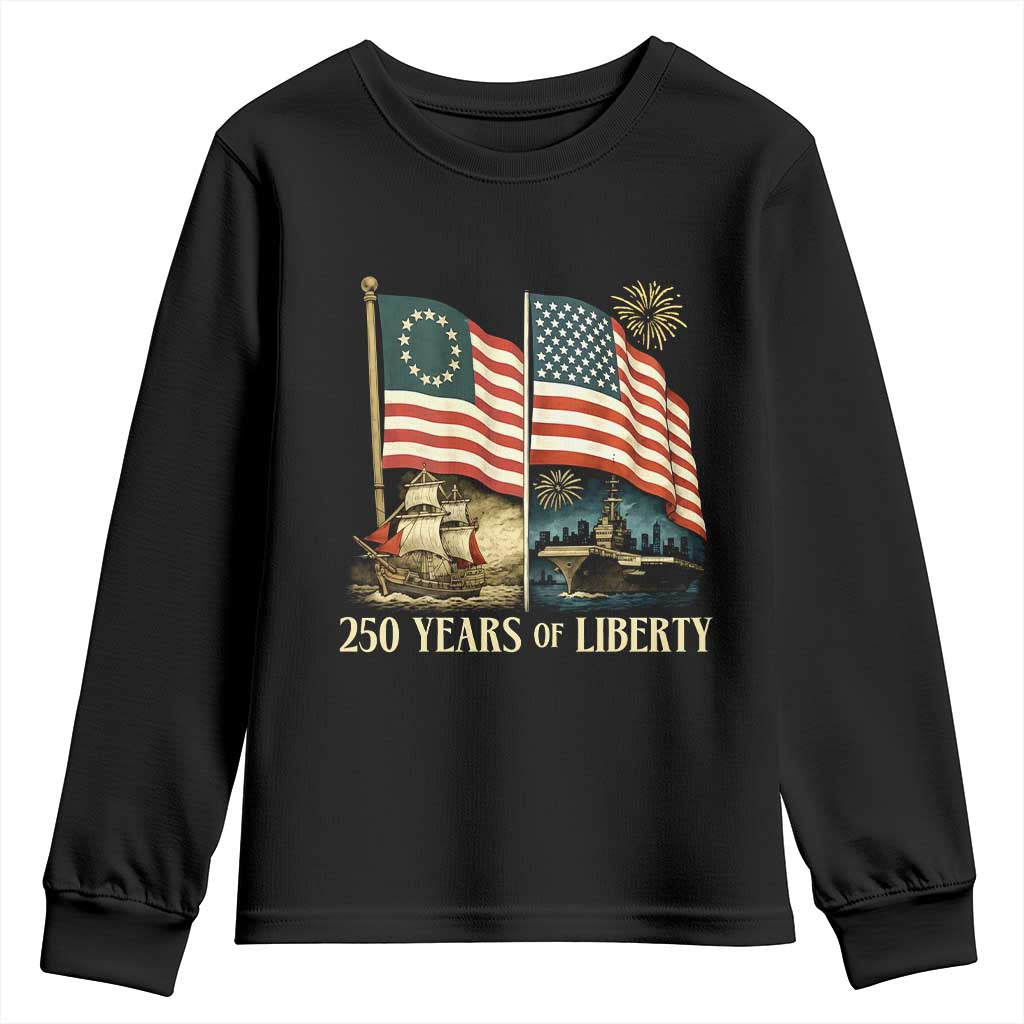 250 Years of Liberty Youth Sweatshirt US 250th Anniversary Semiquincentennial 2026 Patriotic TS02 Black Print Your Wear