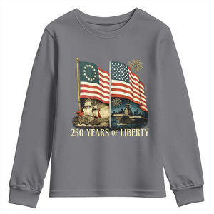 250 Years of Liberty Youth Sweatshirt US 250th Anniversary Semiquincentennial 2026 Patriotic TS02 Charcoal Print Your Wear