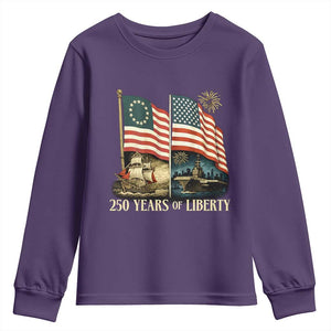 250 Years of Liberty Youth Sweatshirt US 250th Anniversary Semiquincentennial 2026 Patriotic TS02 Purple Print Your Wear
