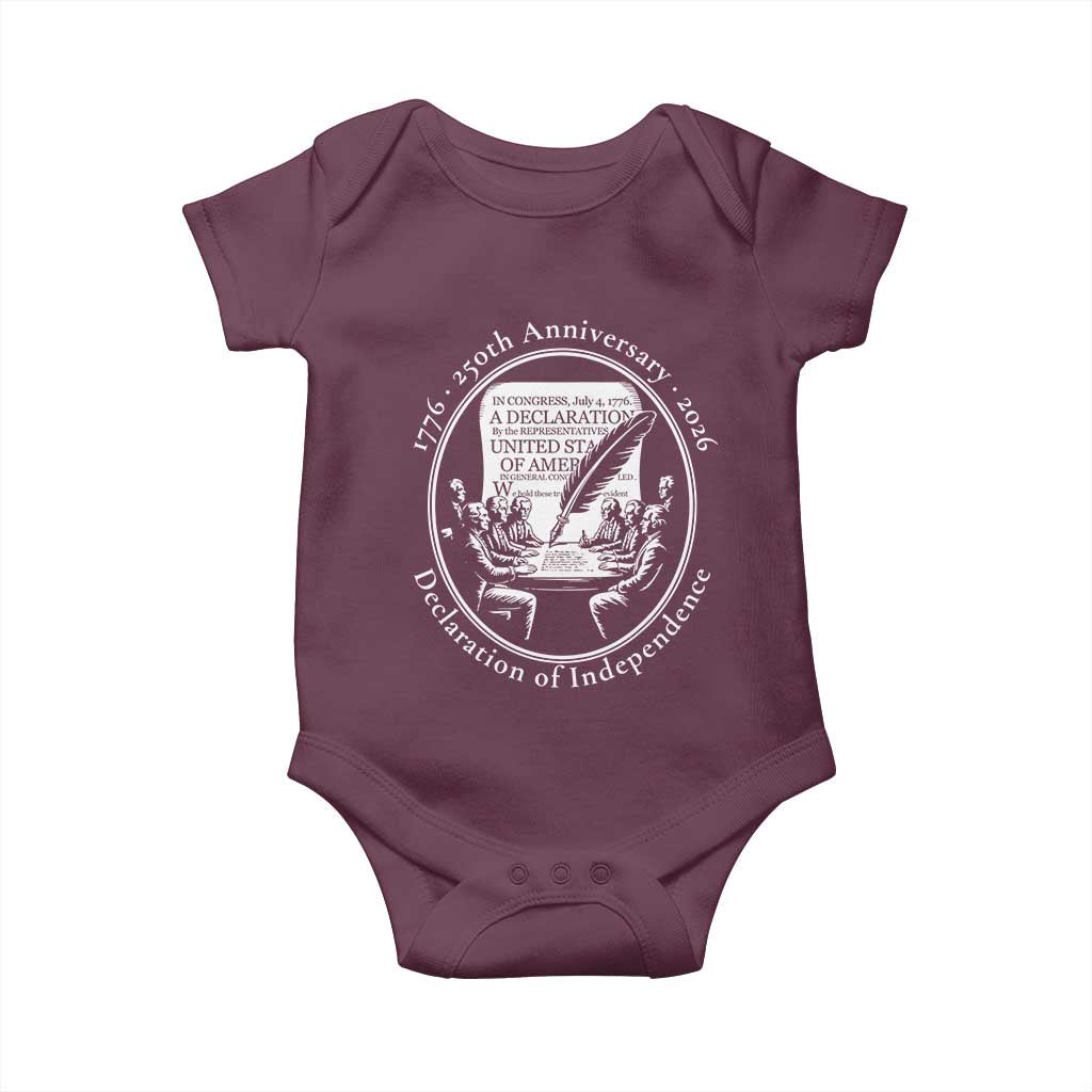 250 Years Declaration of Independence Baby Onesie US 250th Anniversary Semiquincentennial 2026 Patriotic TS02 Maroon Print Your Wear