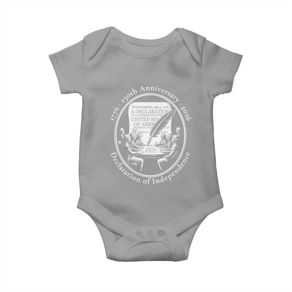 250 Years Declaration of Independence Baby Onesie US 250th Anniversary Semiquincentennial 2026 Patriotic TS02 Sport Gray Print Your Wear