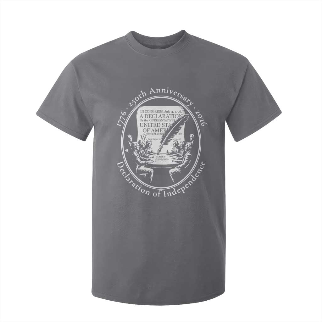 250 Years Declaration of Independence T Shirt For Kid US 250th Anniversary Semiquincentennial 2026 Patriotic TS02 Charcoal Print Your Wear