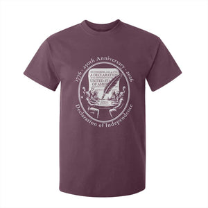250 Years Declaration of Independence T Shirt For Kid US 250th Anniversary Semiquincentennial 2026 Patriotic TS02 Maroon Print Your Wear