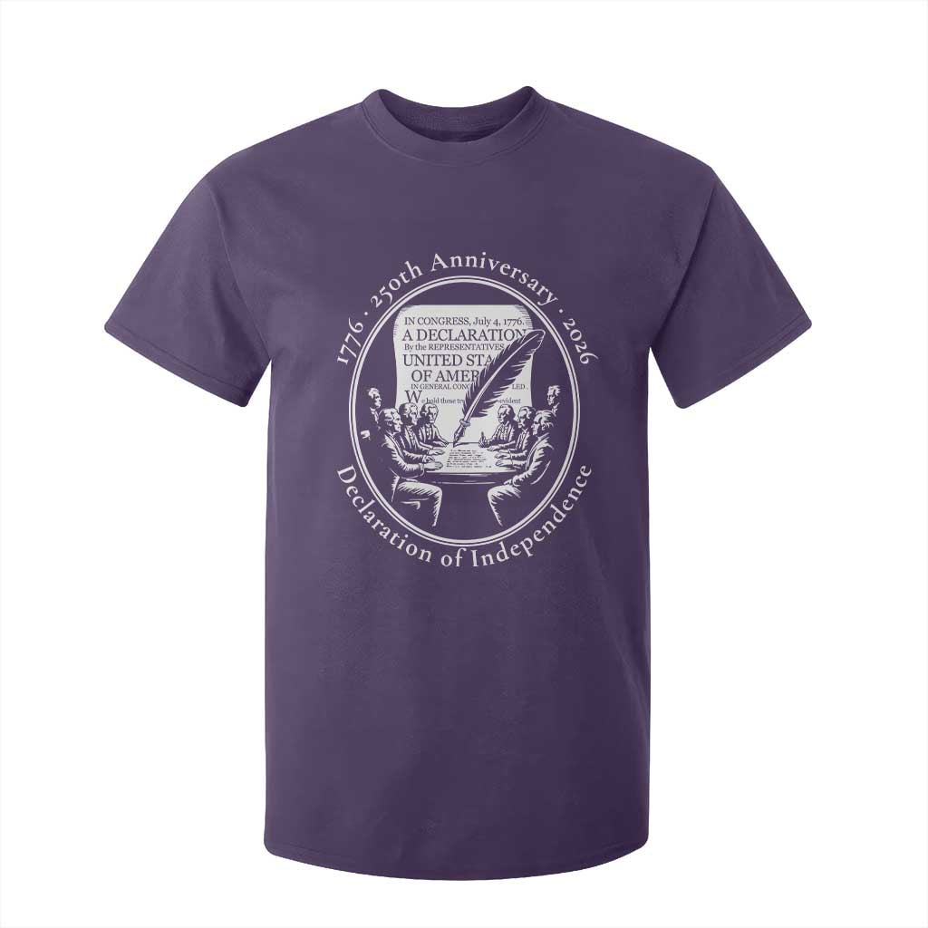 250 Years Declaration of Independence T Shirt For Kid US 250th Anniversary Semiquincentennial 2026 Patriotic TS02 Purple Print Your Wear