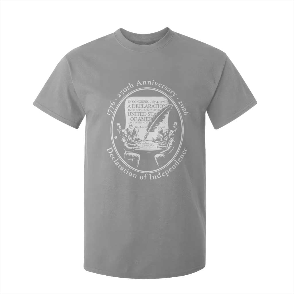 250 Years Declaration of Independence T Shirt For Kid US 250th Anniversary Semiquincentennial 2026 Patriotic TS02 Sport Gray Print Your Wear