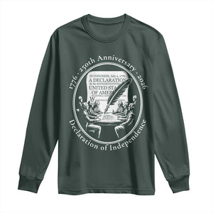 250 Years Declaration of Independence Long Sleeve Shirt US 250th Anniversary Semiquincentennial 2026 Patriotic TS02 Dark Forest Green Print Your Wear