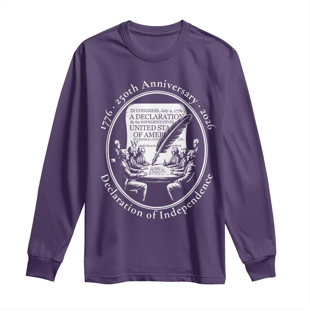 250 Years Declaration of Independence Long Sleeve Shirt US 250th Anniversary Semiquincentennial 2026 Patriotic TS02 Purple Print Your Wear