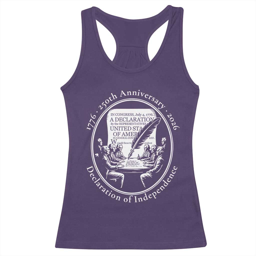 250 Years Declaration of Independence Racerback Tank Top US 250th Anniversary Semiquincentennial 2026 Patriotic TS02 Purple Print Your Wear